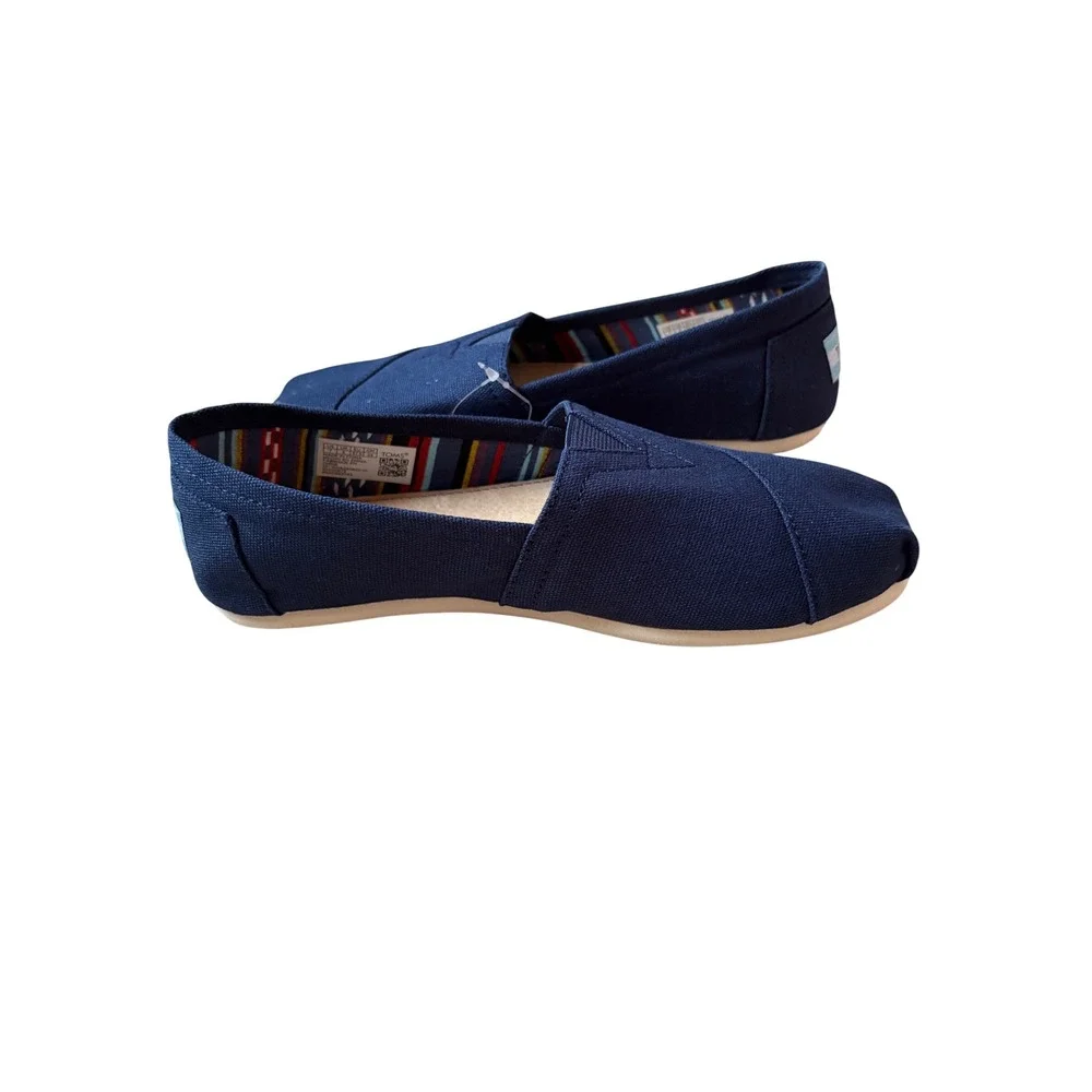 TOMS Women Navy Canvas Alpargata Slip On Flat Shoes 10000873 Size 7 NEW